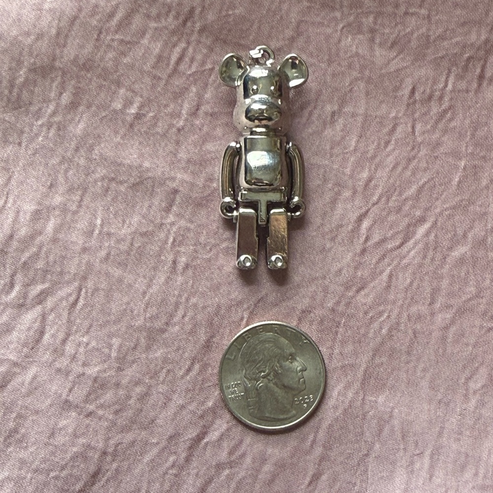 Metallic BearBrick Moveable Figure Pendant